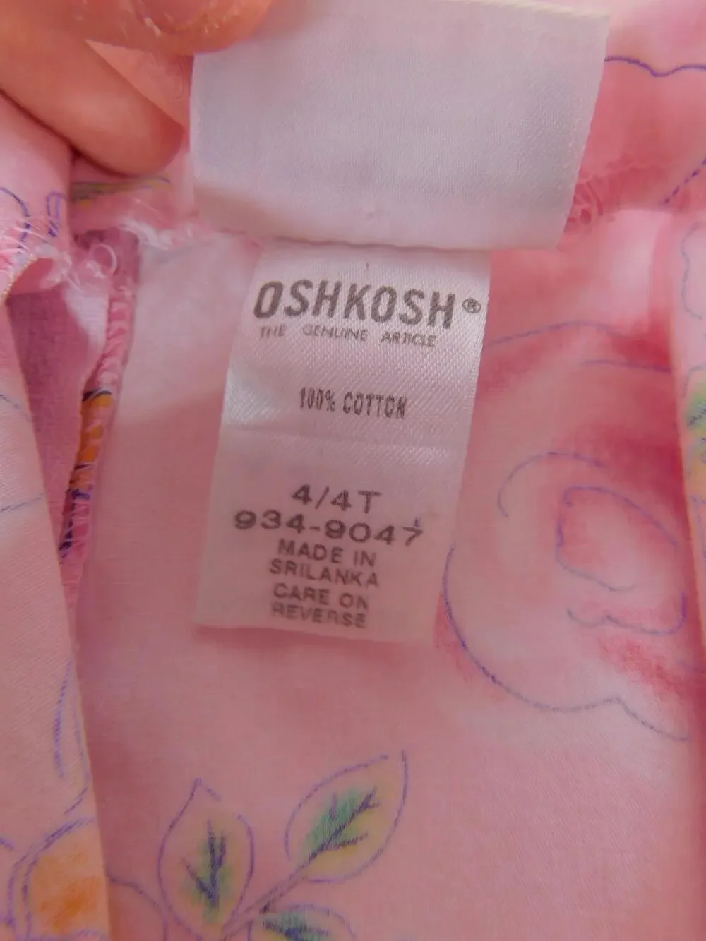 OshKosh B'gosh Dress Girls 4T Pink Floral Print Sundress Ruffle Hem Cotton